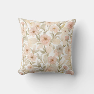 Romantic Watercolor Floral Seamless Pattern in Dus Cushion