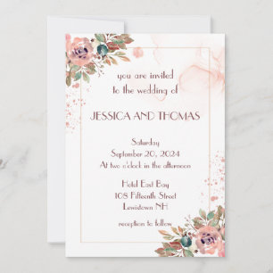 Romantic watercolor floral wedding invitation 