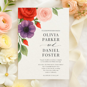Romantic Watercolor Floral Wedding Invitation