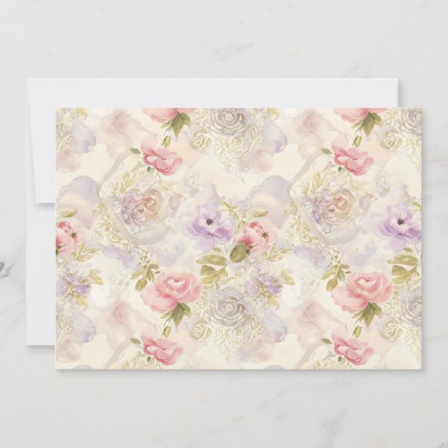 Romantic Watercolor Floral Wrapping Paper - Elegan Invitation (Front)