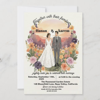 Romantic Watercolor Floral Wreath Wedding Invitati Invitation