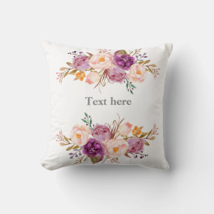 Romantic Watercolor Flower, bohemian Cushion