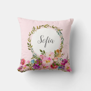 Romantic , Watercolor Flower, bohemian floral Cushion