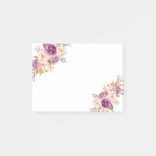Romantic Watercolor Flower, bohemian Post-it Notes