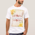 Romantic Watercolor Flower Bridal Party Shirt<br><div class="desc">Celebrate your special day in style with this beautiful yellow and pink floral wedding T-shirt design. Featuring soft watercolor blooms in romantic pastel tones, this elegant design is perfect for couples, bridal parties, wedding squads, engagement celebrations, and pre-wedding photoshoots. Ideal for spring and summer weddings, Indian wedding events, haldi functions,...</div>