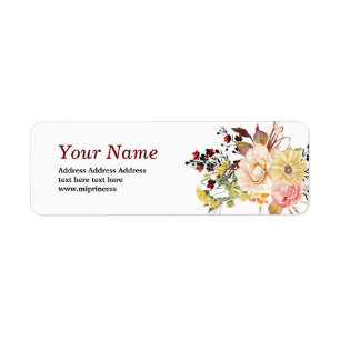 Romantic , Watercolor ,Flower, rustic floral Return Address Label