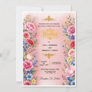 Romantic Watercolor Flower Wedding Invitation
