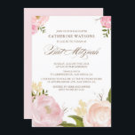 Romantic Watercolor Flowers Bat Mitzvah Invitation<br><div class="desc">Customisable Bat Mitzvah invitation featuring hand drawn watercolor illustrations of pink peonies. Similar items and matching items are available in my store.</div>