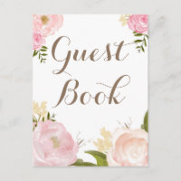 Romantic Watercolor Flowers Guest Book Wedding