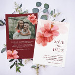 Romantic Watercolor Flowers Photo Save The Date Invitation<br><div class="desc">This minimalist watercolor burgundy flower save-the-date vertical photo invitation gives your modern wedding a romantic preview. The modern design features romantic flower,  elegant topography,  and a photo of your choice.  Keep the design simple and elegant,  as is,  or personalise it by adding your own graphics and artwork.</div>