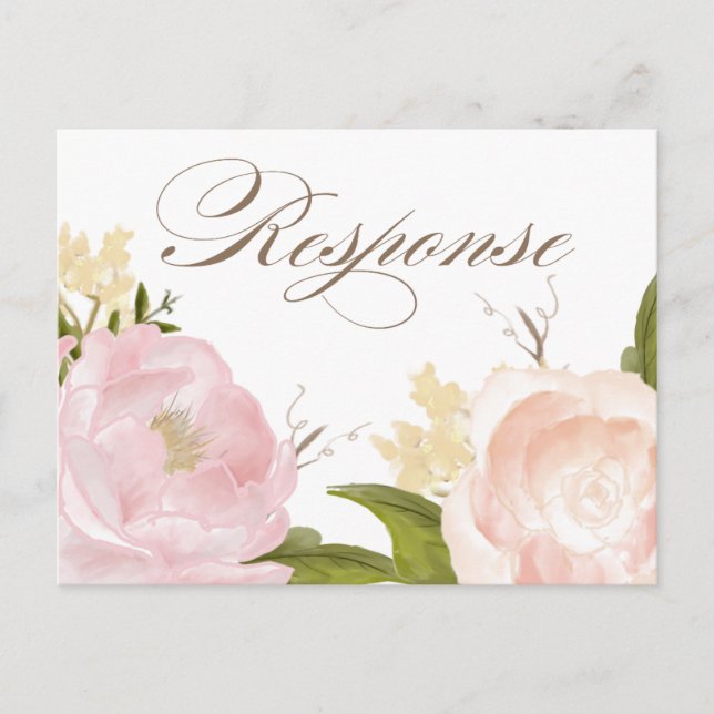 Romantic Watercolor Flowers RSVP II Postcard (Front)