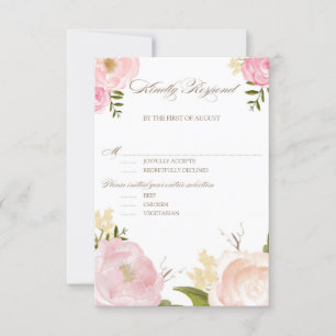 Romantic Watercolor Flowers Wedding Entree RSVP Card