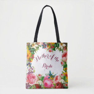 Romantic Watercolor Flowers Wedding Favour Tote Bag