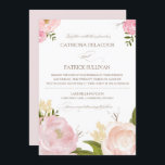 Romantic Watercolor Flowers Wedding Invitation<br><div class="desc">Whimsical wedding invitation featuring lovely watercolor illustrations of peonies and rose. This is a part of a wedding suite. Matching items are available.</div>