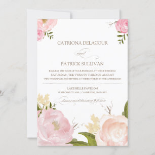Romantic Watercolor Flowers Wedding Invitation III