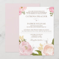 Romantic Watercolor Flowers Wedding Invitation IV