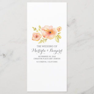romantic watercolor flowers wedding programs