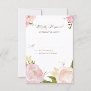 Romantic Watercolor Flowers Wedding RSVP Card III