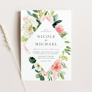 Romantic Watercolor Garden Flowers QR Code Wedding Invitation Postcard