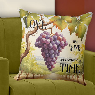 Romantic Watercolor Grapes Wine Lover Cushion