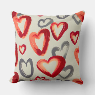 Romantic Watercolor Hearts Cushion