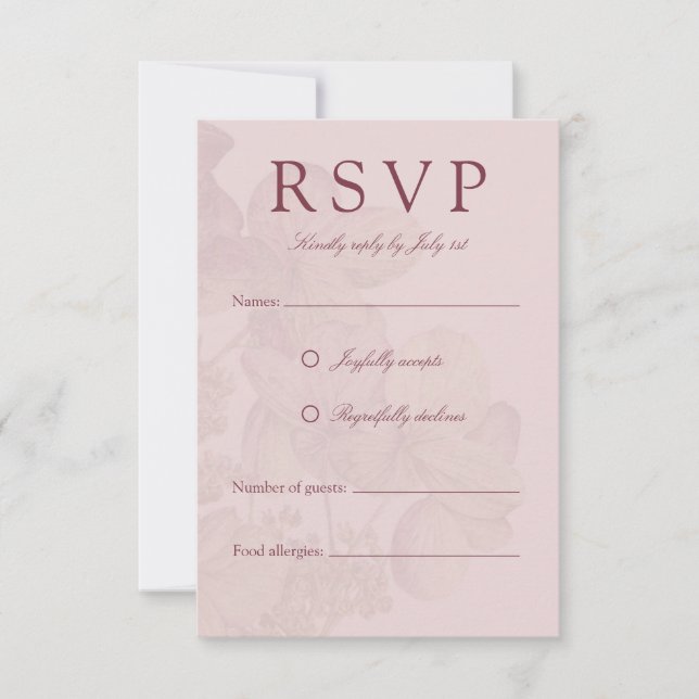 Romantic Watercolor Hydrangea Elegant RSVP (Front)