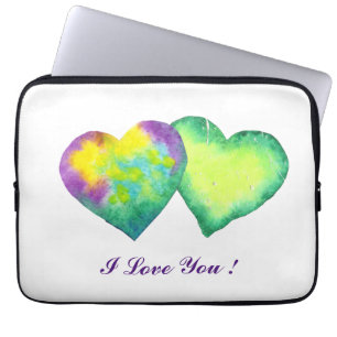 Romantic   watercolor I Love You Heart Laptop Sleeve