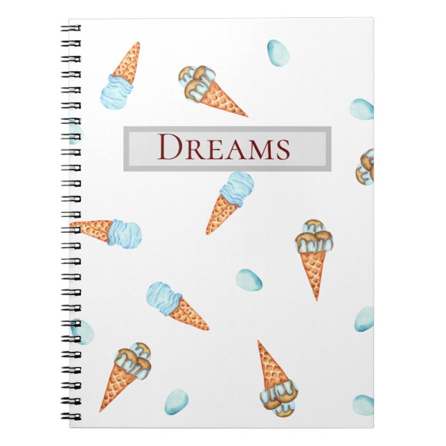 Romantic Watercolor Ice Creams Notebook (Front)