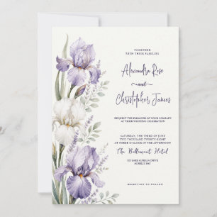 Romantic Watercolor Iris Garden Wedding Invitation