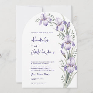 Romantic Watercolor Iris Garden Wedding Invitation