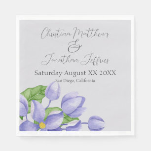Romantic Watercolor Lilac Flowers on Purple Napkin