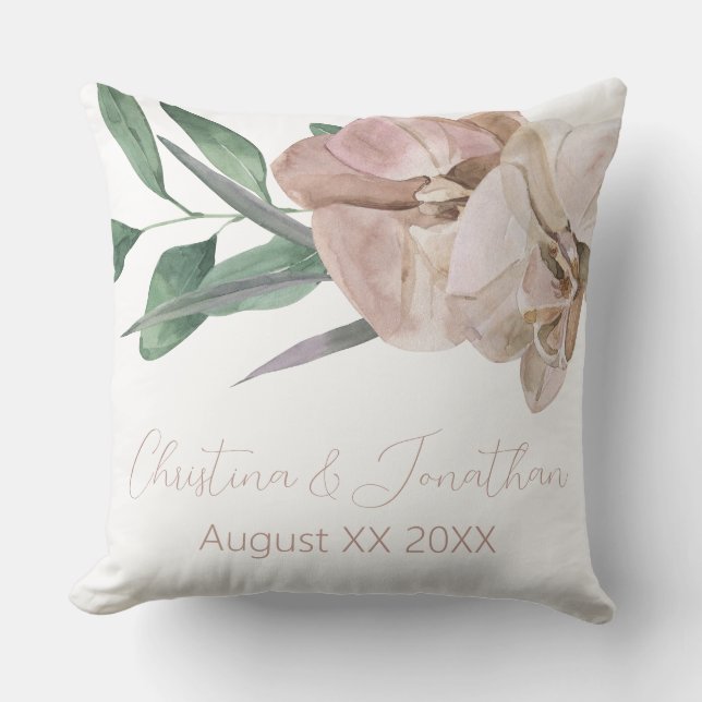 Romantic Watercolor Orchids Cushion (Front)