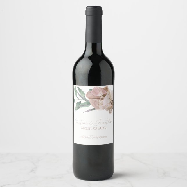 Romantic Watercolor Orchids Wine Label (Front)