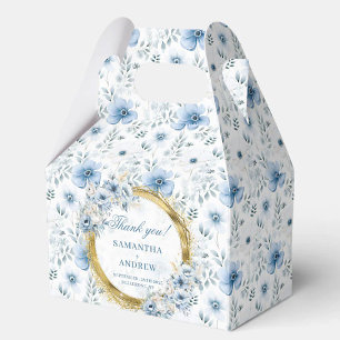 Romantic Watercolor Pastel Blue Gold Wedding Thank Favour Box