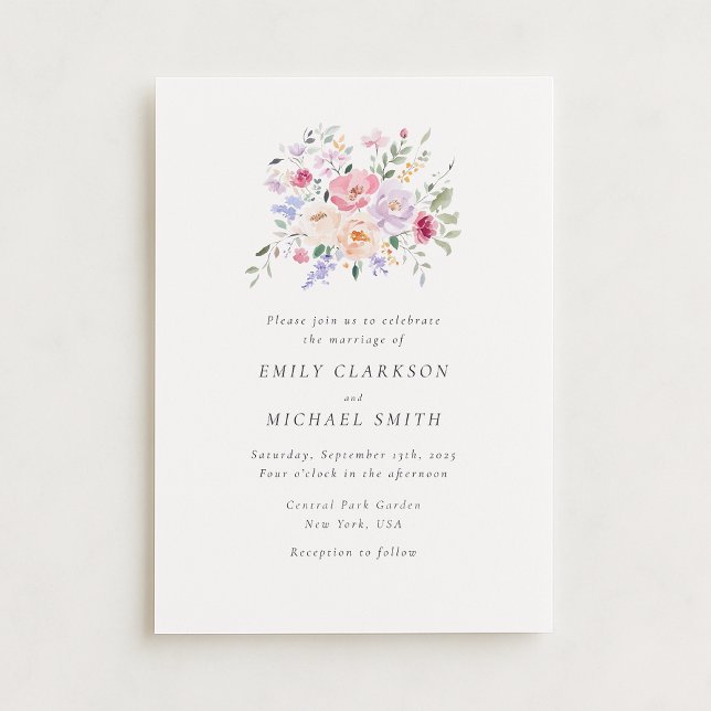 Romantic Watercolor Pastel Floral Wedding Invitati Invitation (Creator Uploaded)