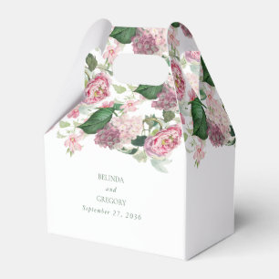 Romantic Watercolor Pink Flowers Garden Wedding Favour Box