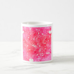 Romantic Watercolor Pink Hearts & Arrows Pattern  Coffee Mug