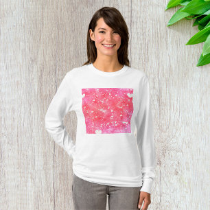 Romantic Watercolor Pink Hearts & Arrows Pattern T-Shirt