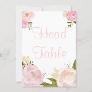 Romantic Watercolor Pink Peonies Head Table Invitation