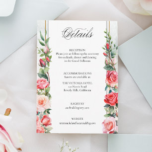 Romantic Watercolor Pink Roses & Calligraphy Enclosure Card