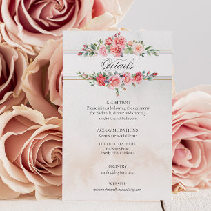Romantic Watercolor Pink Roses & Calligraphy Enclosure Card