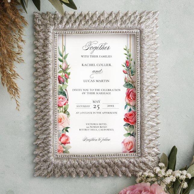 Romantic Watercolor Pink Roses & Calligraphy Invitation (Creator Uploaded)