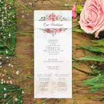Romantic Watercolor Pink Roses & Calligraphy Program<br><div class="desc">Lovely clusters of elegant watercolor blush pink roses and green foliage on a subtle pastel watercolor background and centre label with gold borders. Features "Our Wedding" text graphic in custom script font (or delete and customise in the design editor) with editable text fields for your ceremony details and wedding participants....</div>