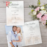 Romantic Watercolor Pink Roses & Calligraphy  Program<br><div class="desc">Lovely corner bouquet of elegant watercolor blush pink roses and green foliage on a subtle pastel watercolor background and centre label with gold borders. Features calligraphy text graphics in custom script font (or delete and customise in the design editor) with editable text fields for your ceremony details and wedding participants....</div>