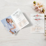 Romantic Watercolor Pink Roses & Calligraphy  Program<br><div class="desc">Lovely clusters of elegant watercolor blush pink roses and green foliage on a subtle pastel watercolor background and custom label with gold borders. Features calligraphy text graphics in custom script font (or delete and customise in the design editor) with editable text fields for your ceremony details and wedding participants. Inside...</div>