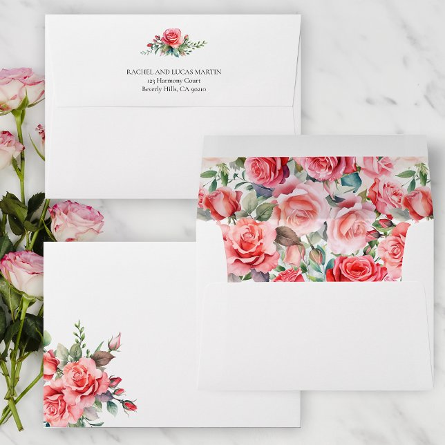 Romantic Watercolor Pink Roses Envelope (Creator Uploaded)
