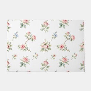 Romantic Watercolor Pink Roses Pattern Doormat