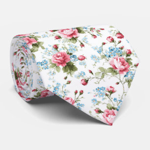 Romantic Watercolor Rose Garden Pattern Tie
