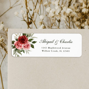 Romantic Watercolor Roses Classic White Wedding Return Address Label
