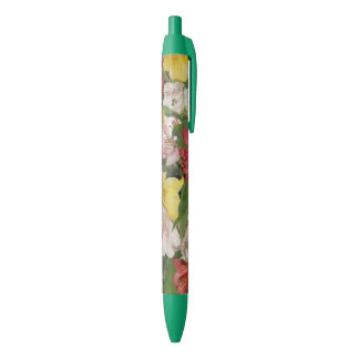 Romantic Watercolor Spring Bouquet Floral Design Blue Ink Pen